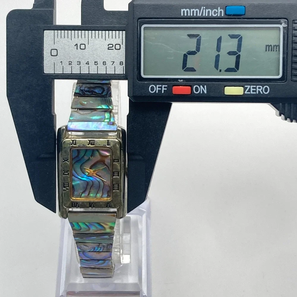 Vintage St. Marin Womens Watch 21mm Abalone Stretch Band Two Tone New Battery 6
